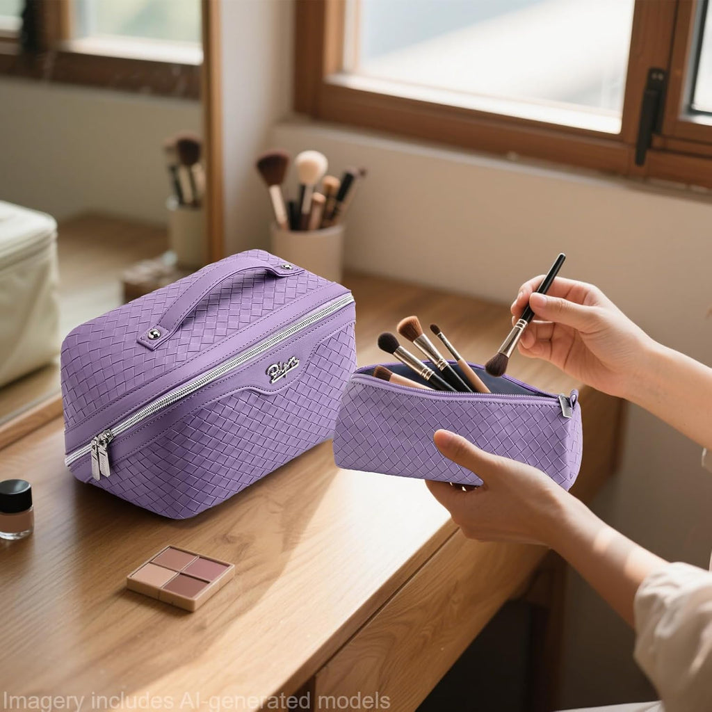BOYATU Travel Makeup Bag Cosmetic Bags for Women: 3 Pcs Set Make up Bag