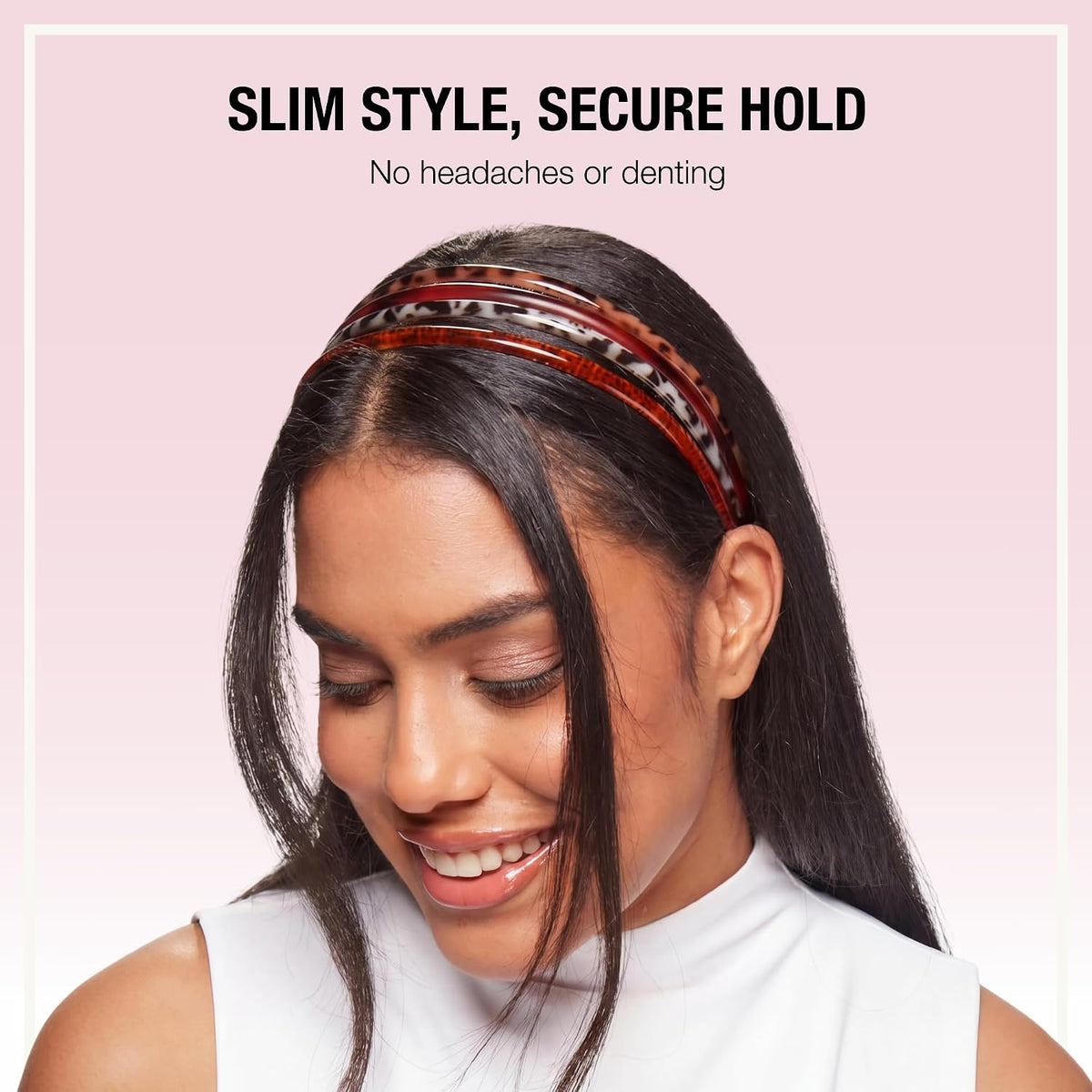 Scünci by Conair Skinny Headbands, No-Damage, Flexible, 4 Count, Neutral