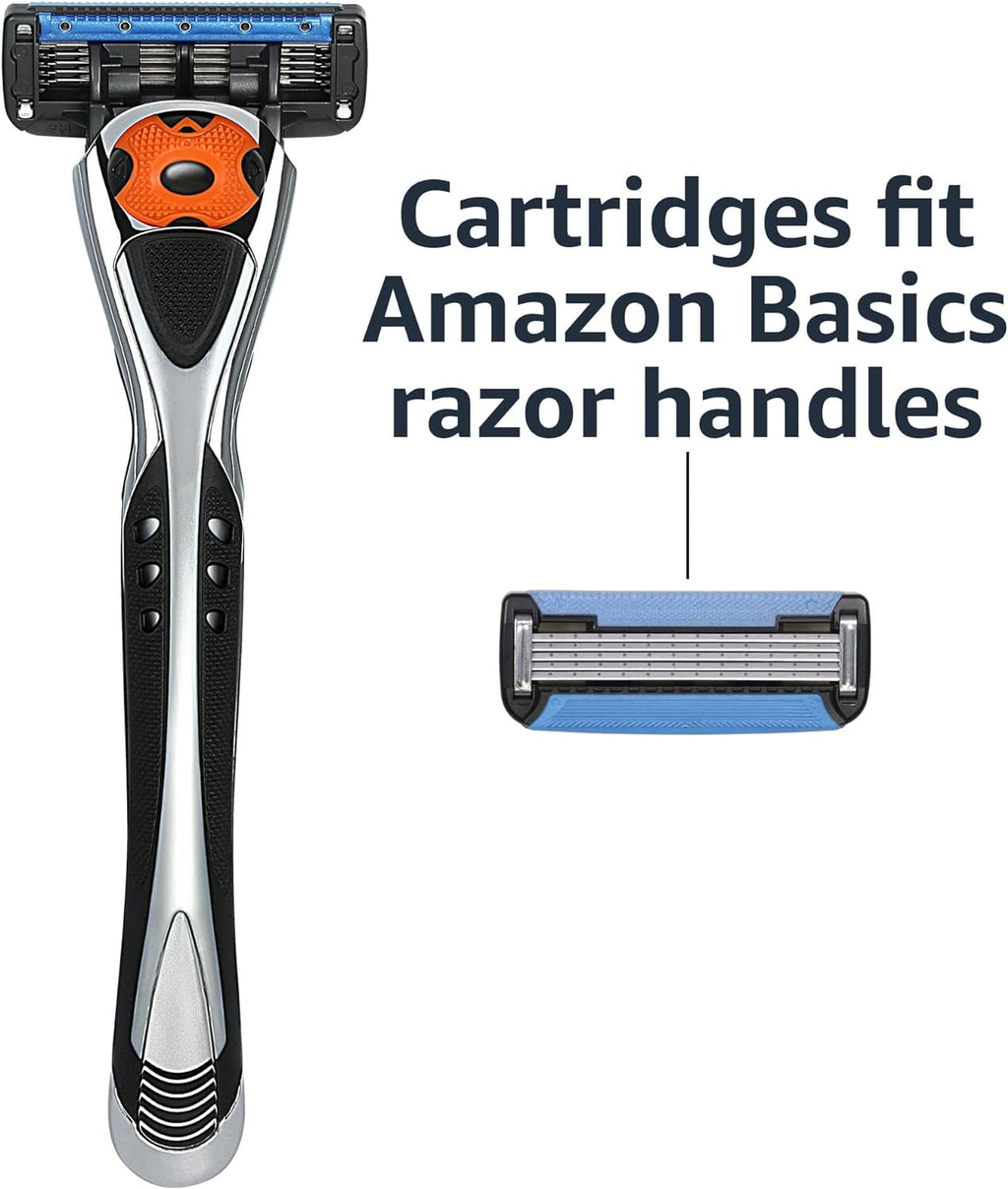 Amazon Essentials 5-Blade Razor Refills for Men with Dual Lubrication and Precision Beard Trimmer, 12 Cartridges (Fits A