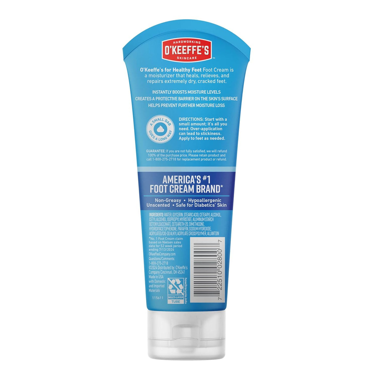 O'Keeffe's for Healthy Feet Foot Cream, 3 oz Tube, 2-Pack, Non-Greasy
