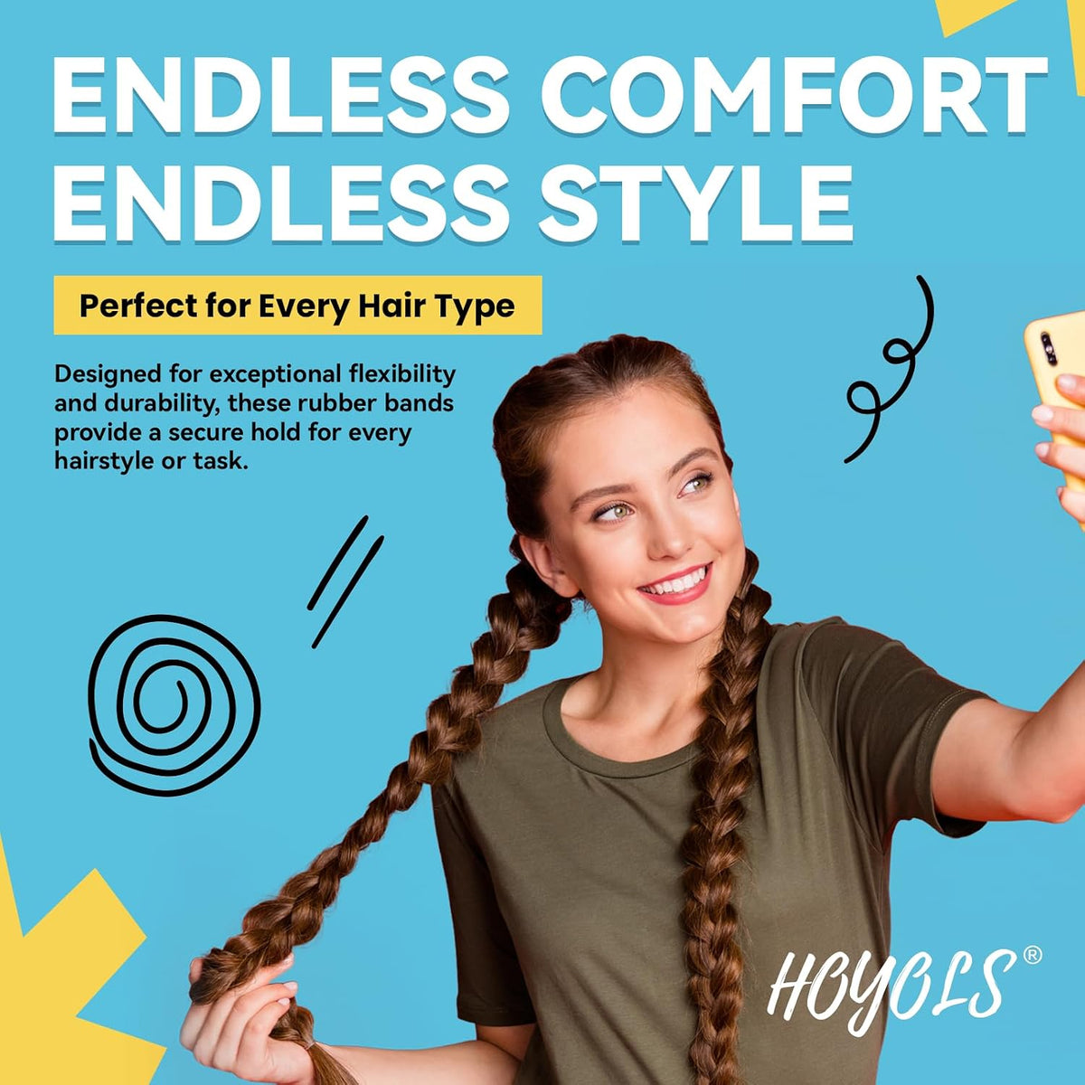 HOYOLS Clear Hair Ties, 1500 Pcs Small Elastic Rubber Bands