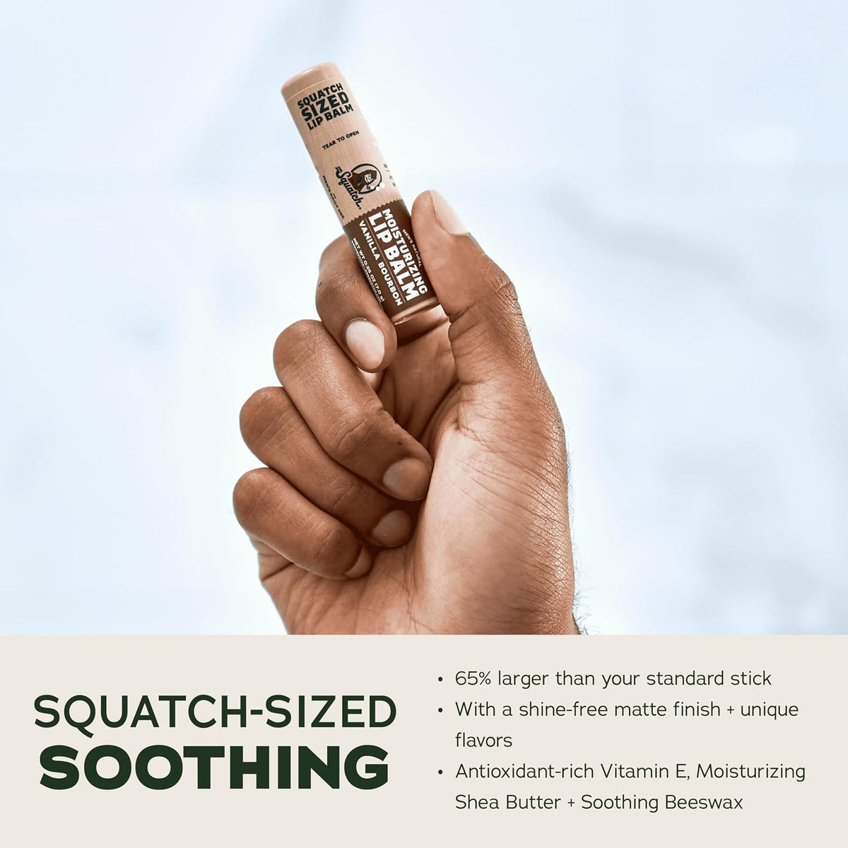 Dr. Squatch Natural Lip Balm for Men, Men’s Lip Care (0.25oz, 4-Pack)