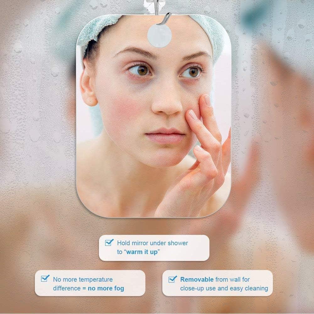 APHUIME Large Fogless Shower Mirror, Anit-Fog Shaving Mirror with hook