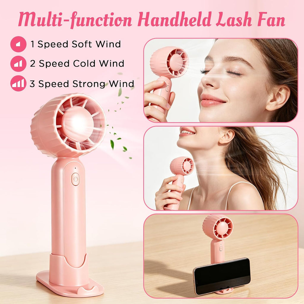 Eyelash Extension Cleanser Lash Mousse Lash Shampoo for Extensions, USB Mini Portable Fan Rechargeable Electric Handheld