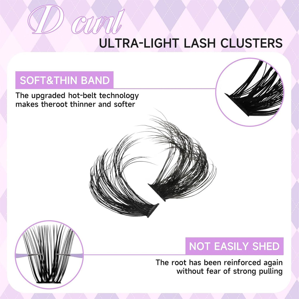 DIY Lash Extension Kit 100D+150D Volume Lash Clusters with Spikes Lash Extension Kit Bottom Lashes Wispy Cluster Eyelash