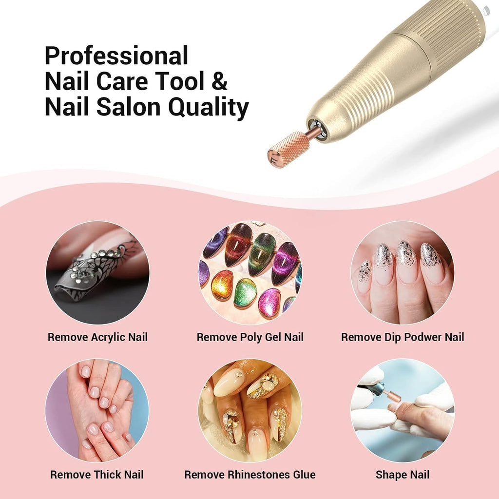 MelodySusie Safety Nail Drill Bits Large Smooth Top Carbide F Rose Gold