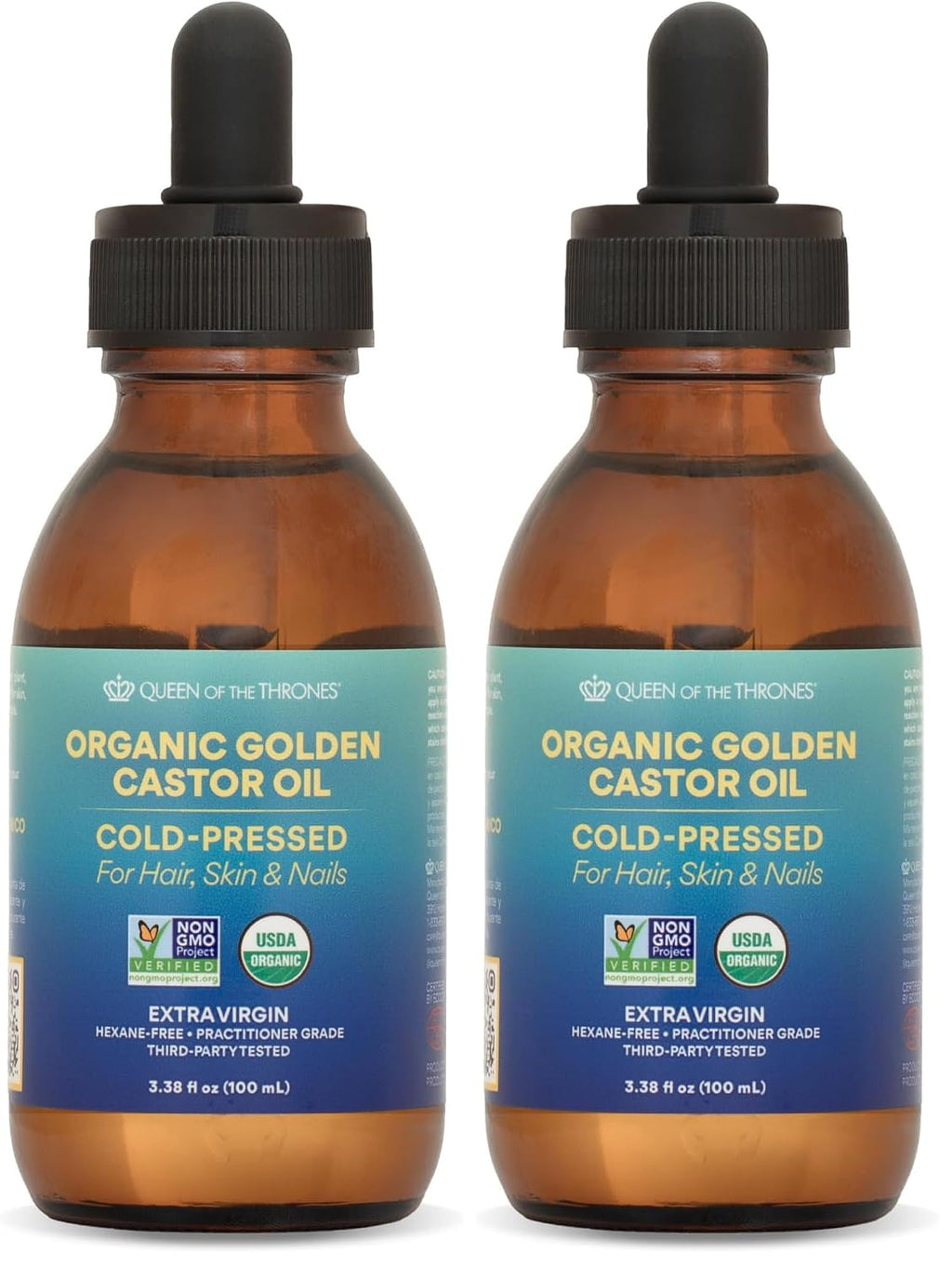 QUEEN OF THE THRONES Organic Golden Castor Oil, 16.9 oz, 500 ml