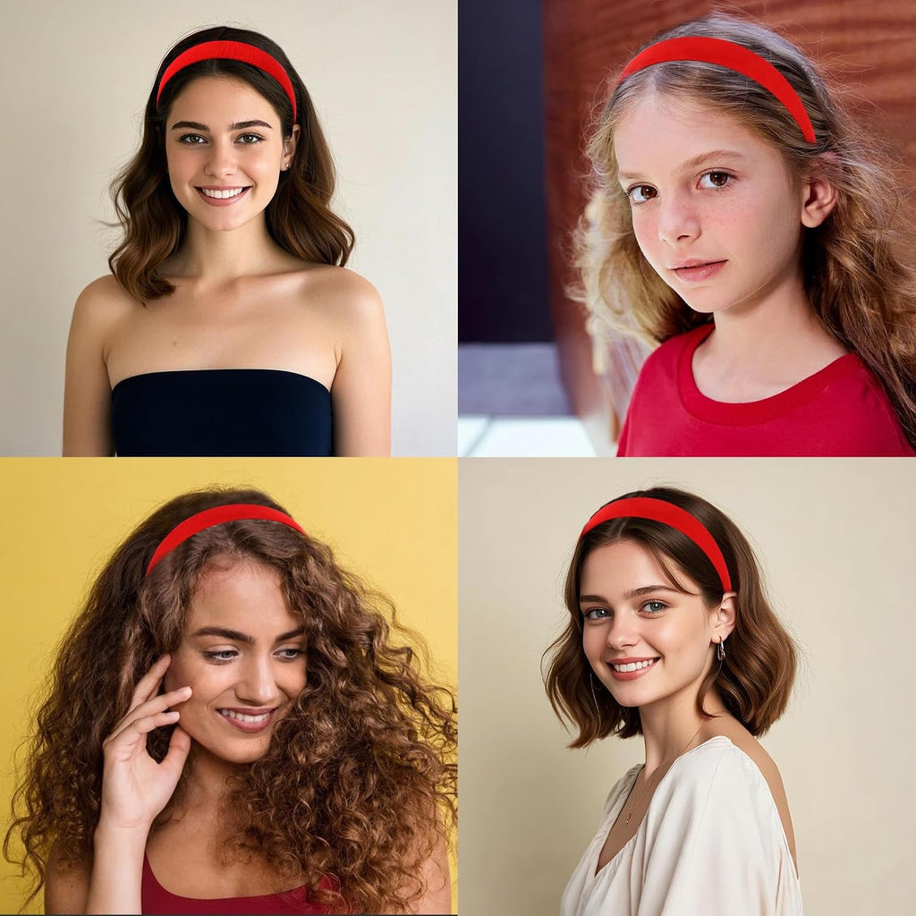 Wecoe Red Headband for Women Girls 1 Inch Sueded Like Head Band