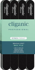 Cliganic 12 Pack Nail File Set: 180/240 Grit | Professional Emery Boards for Natural, Gel & Acrylic Nails | Washable Dou