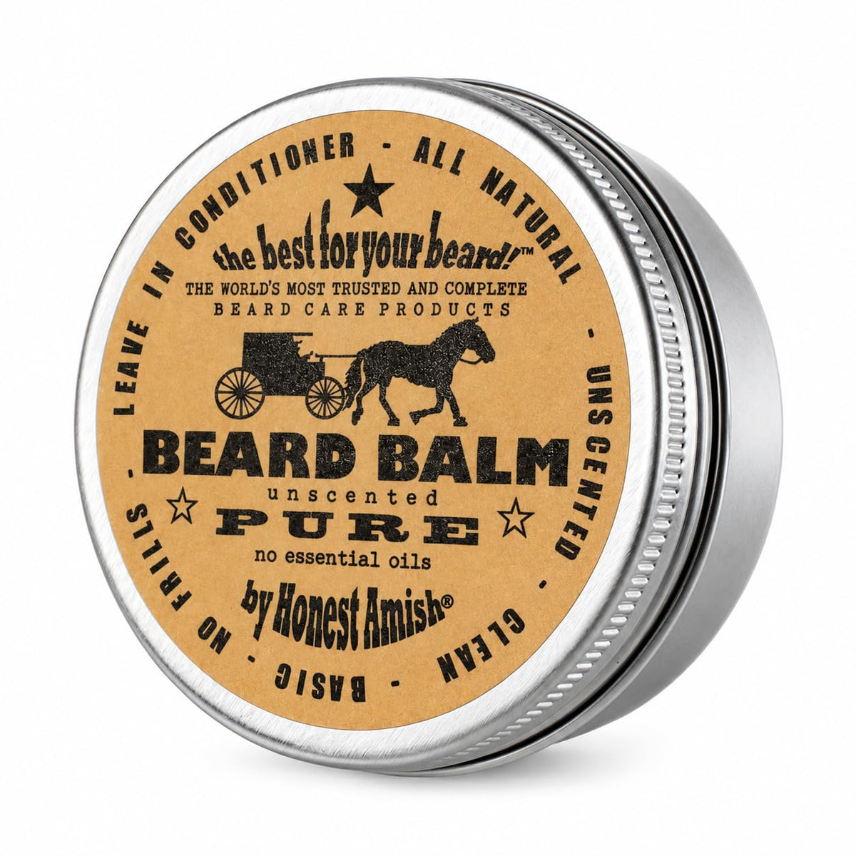 Honest Amish Beard Balm for Men - Natural Leave-In Beard Conditioner, 2 oz