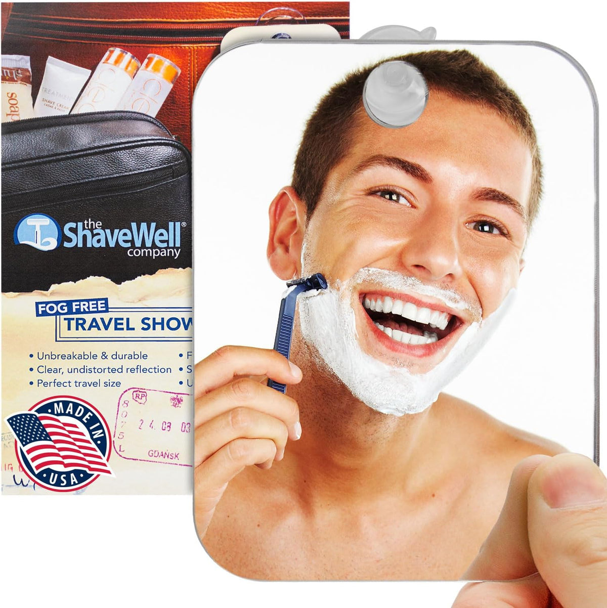 Shave Well Deluxe Anti-Fog Shaving Mirror with Removable Adhesive Hook