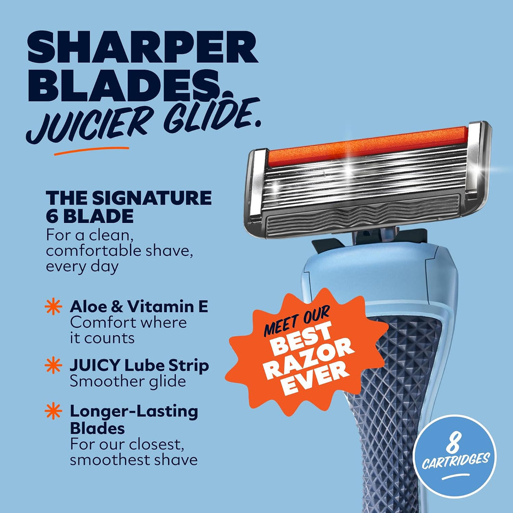 Dollar Shave Club - 6 Blade Razor Refills (8 Pack) - Razors for Men