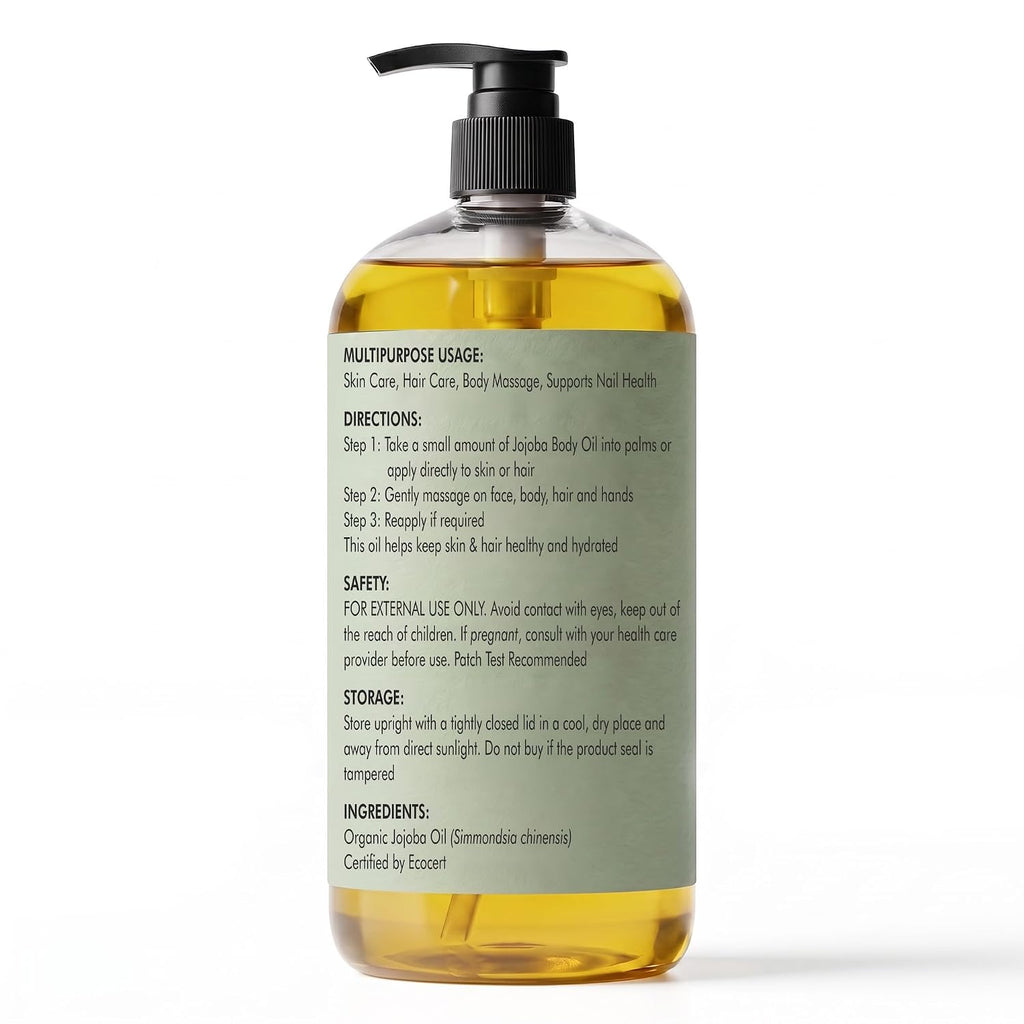 Majestic Pure USDA Organic Jojoba Oil 100% Pure & Natural Hair Tonic- 8 Oz
