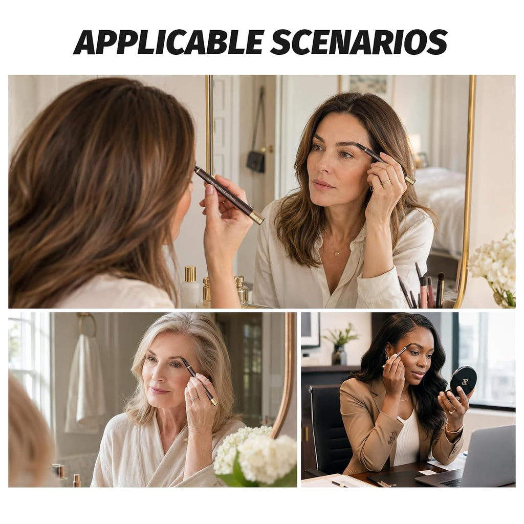 2 Pack Eyebrow Pen, Waterproof Microblading Eyebrow Pencil, 4 Tip Precise Eye Brow Makeup Pen for Women to Effortlessly 