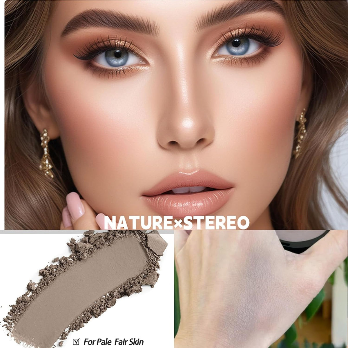 Cool Toned Contour Palette with Mirror, Taupe Grey Contour Powder