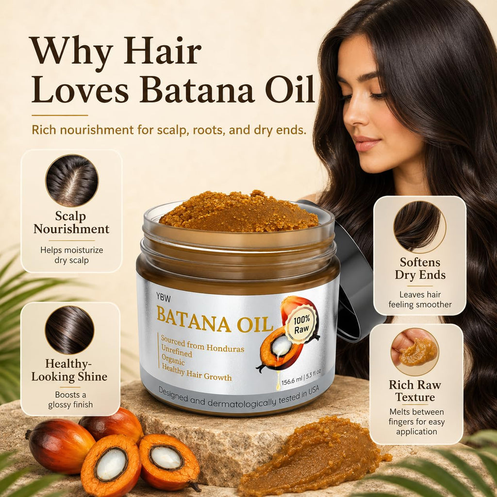Raw Batana Oil for Hair Growth by Dr. Sebi Organic Raw Honduras Oil - 100% Pure & Natural Botana Paste for Thicker, Stro
