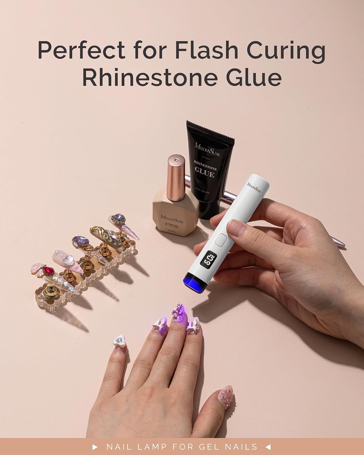 MelodySusie Handheld Flash Cure Nail Lamp P-ART01R has Eye-Protection Cover