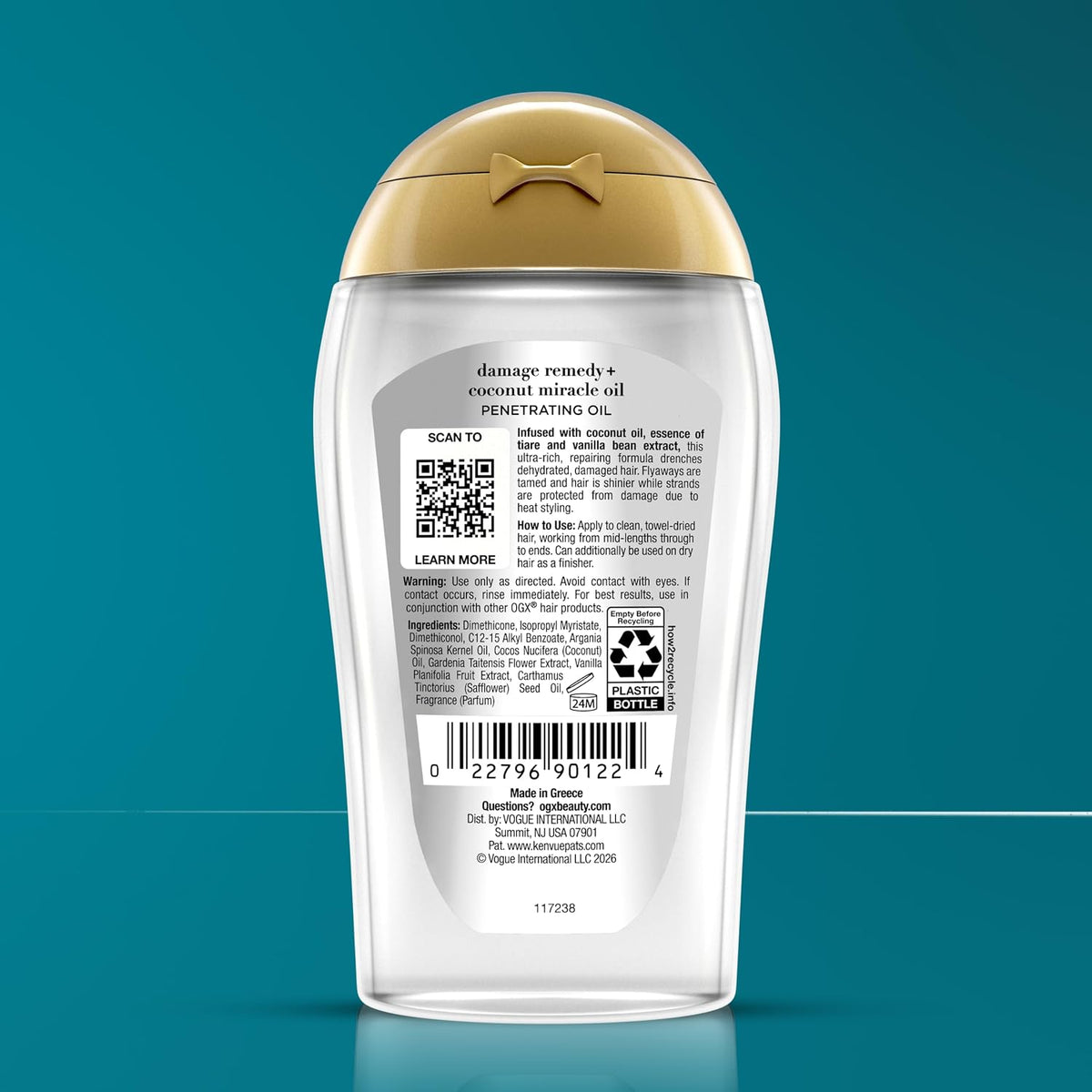 OGX Extra Strength Damage Remedy + Coconut Miracle Hair Oil, 3.3 fl. oz