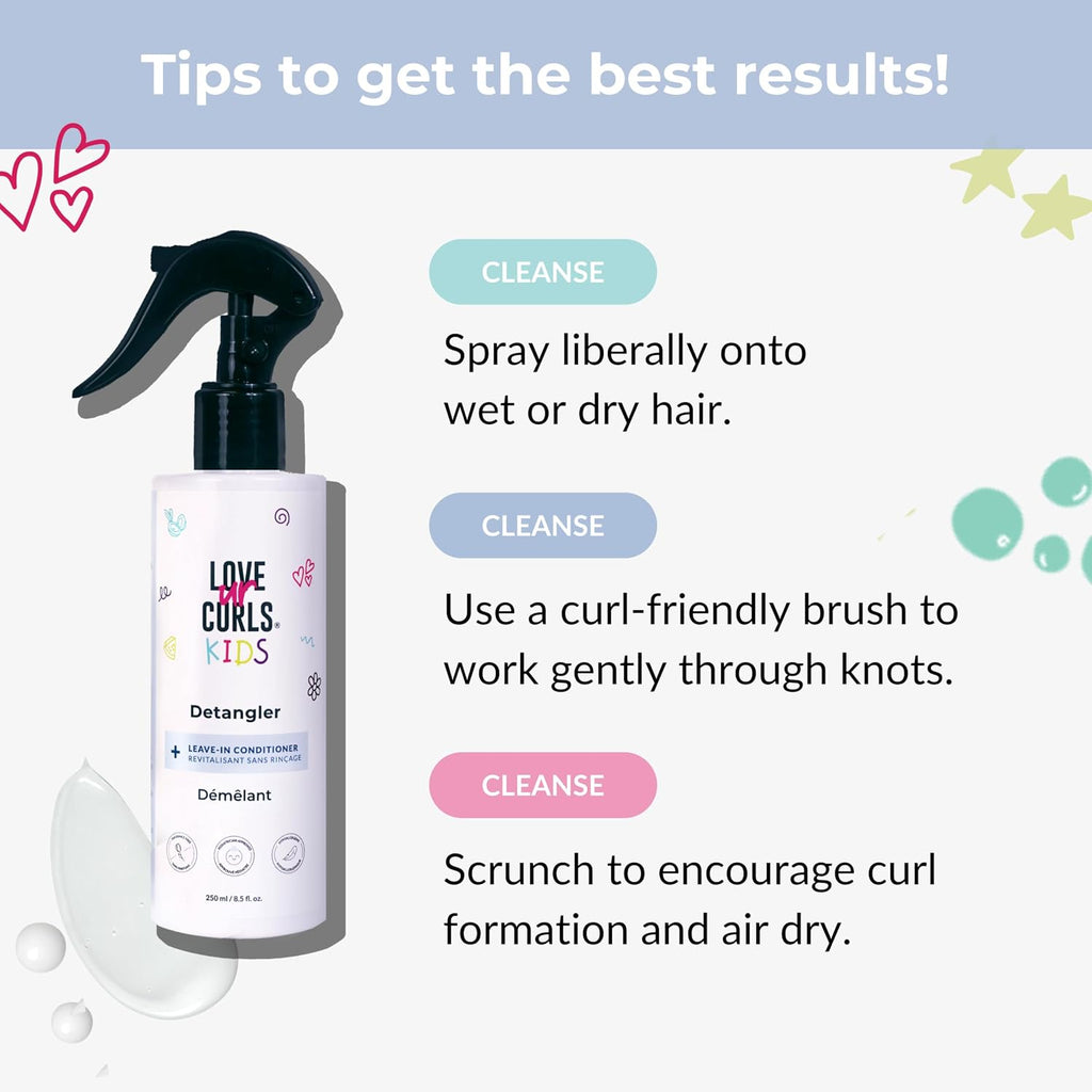 Love Ur Curls Kids Detangler Spray - Leave In Conditioner, Fragrance Free