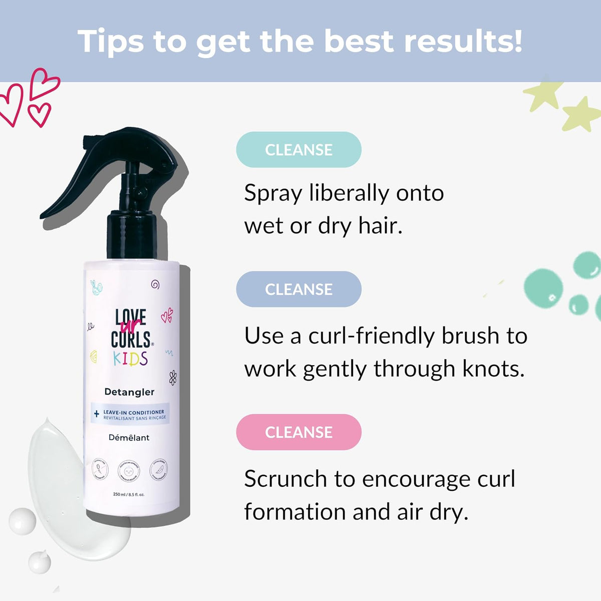 Love Ur Curls Kids Detangler Spray - Leave In Conditioner, Fragrance Free