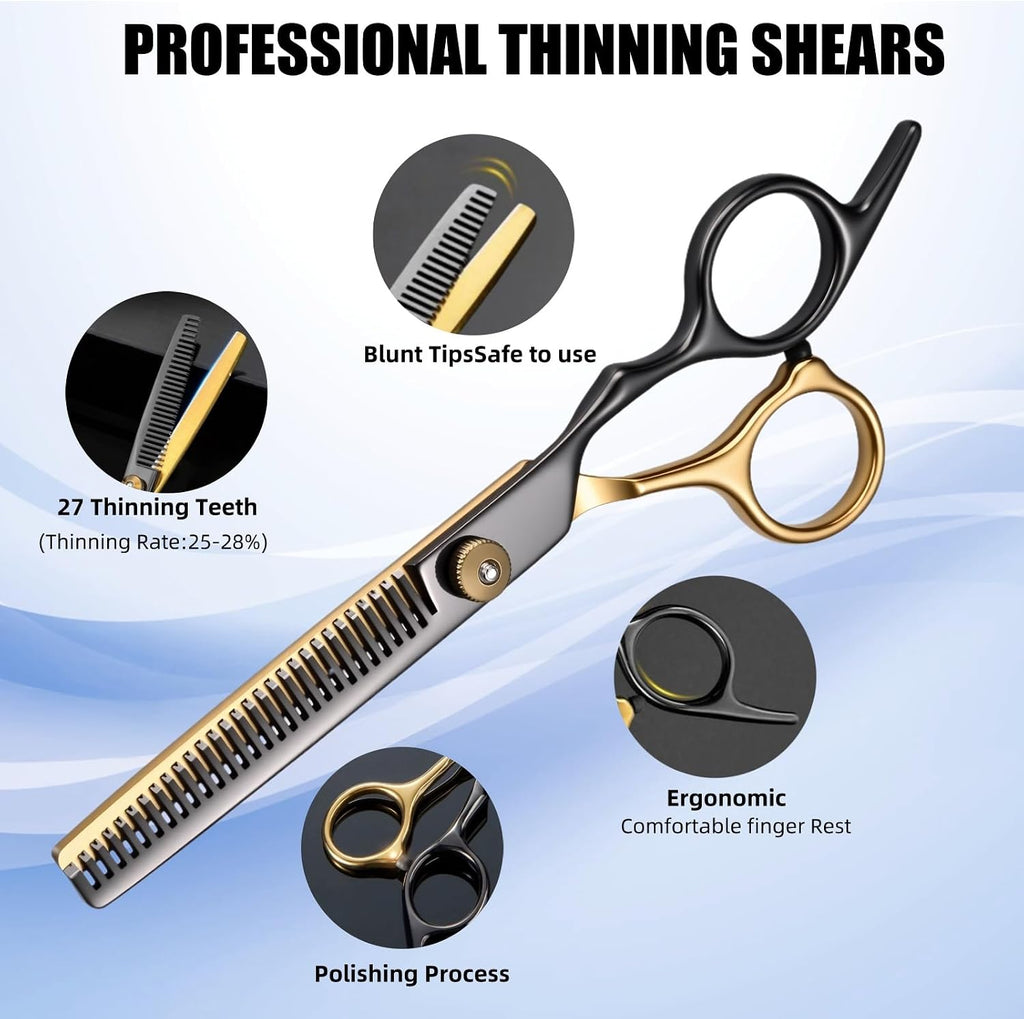 12 PCS Hair Cutting Scissors Kit, 6.5 Inch VG10 Shears for Home & Salon