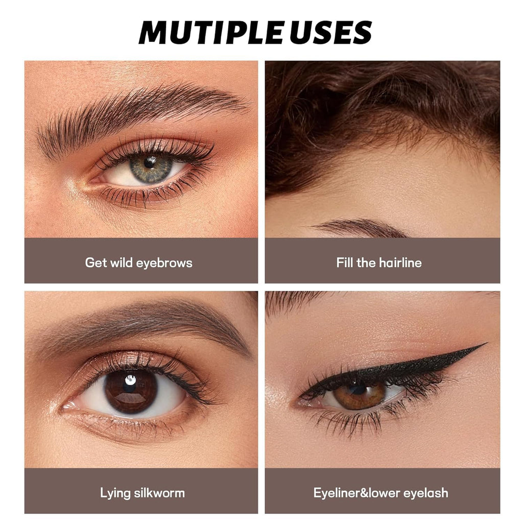 2 Pack Eyebrow Pen, Waterproof Microblading Eyebrow Pencil, 4 Tip Precise Eye Brow Makeup Pen for Women to Effortlessly 