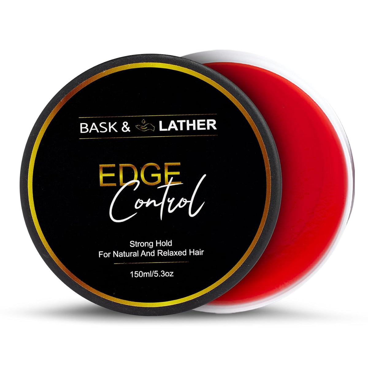 BASK & LATHER Strong Hold Edge Control Gel with Castor Oil, Non-Greasy, Non-Flaking, No White Cast, Long Lasting, Suppor