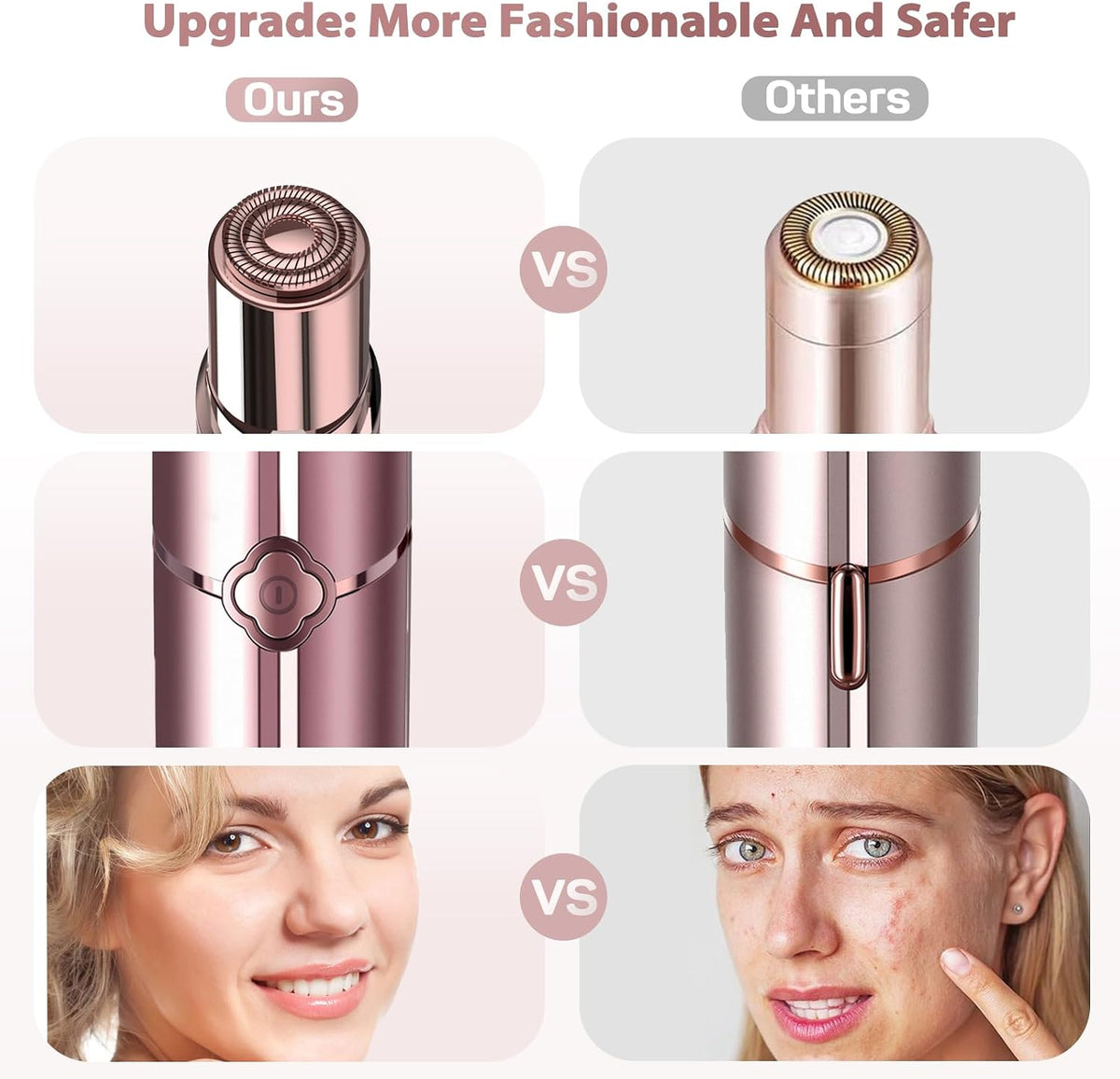 Facial Hair Removal for Women- As Seen on TV, Electric Painless Face Shaver, Rechargeable Hair Removal Device for Face, 