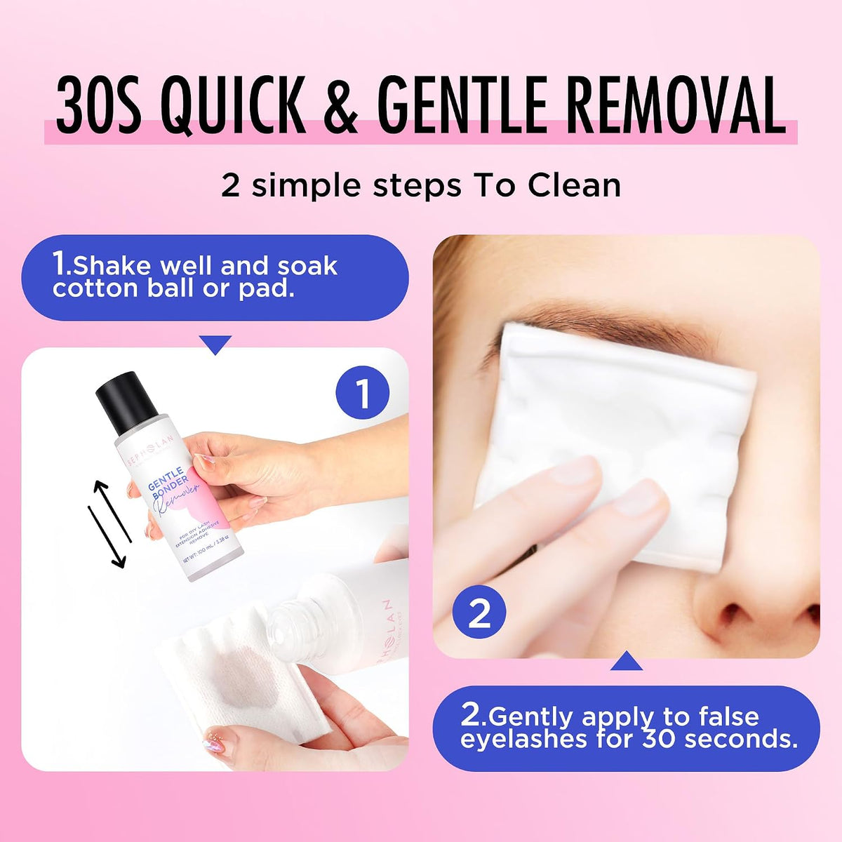 BEPHOLAN Cluster Lash Glue Remover 100ml, Makeup Remover for Sensitive Eyes