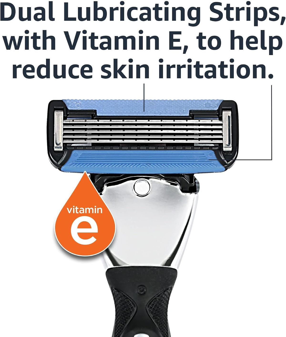 Amazon Essentials 5-Blade Razor Refills for Men with Dual Lubrication and Precision Beard Trimmer, 12 Cartridges (Fits A