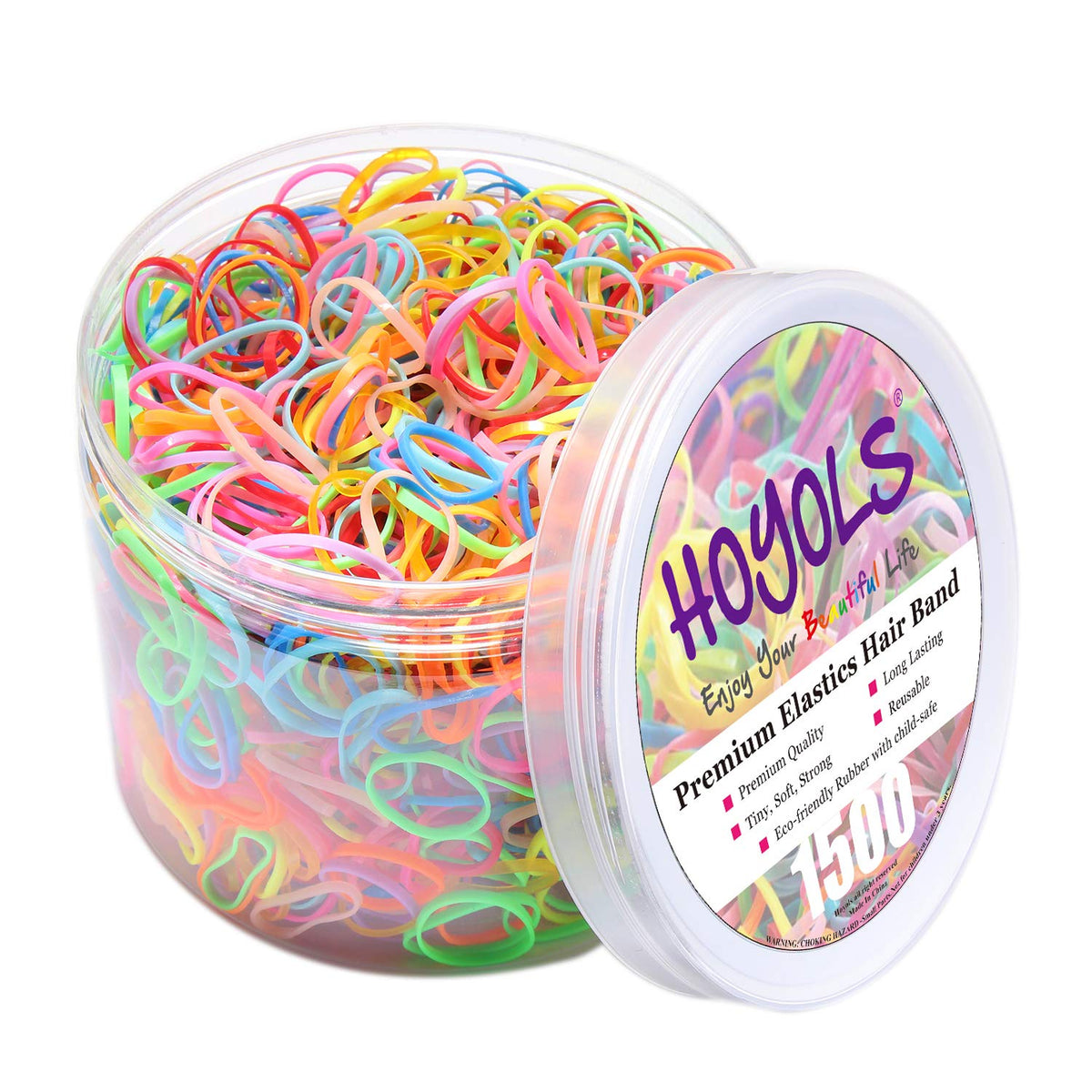 HOYOLS Clear Hair Ties, 1500 Pcs Small Elastic Rubber Bands