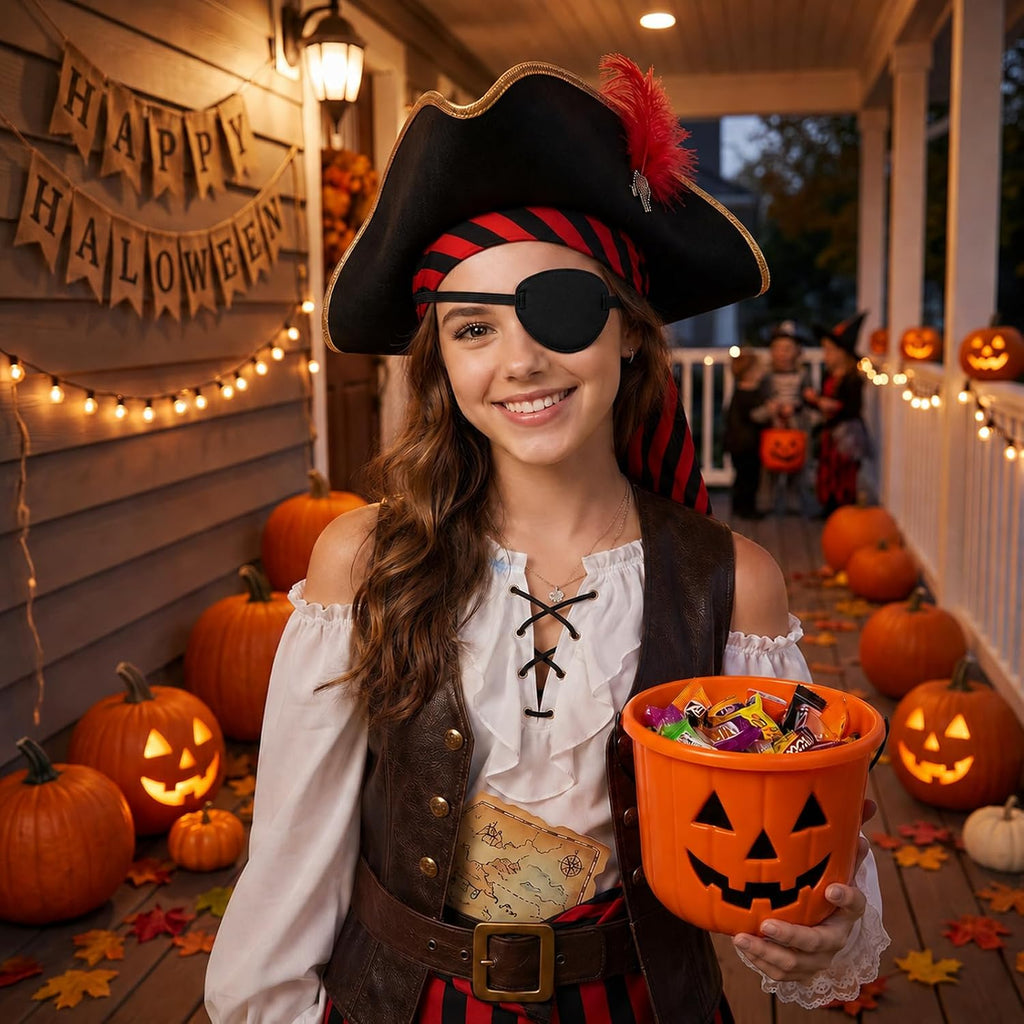 Eye Patch for Adults – Soft Black Eyepatch for Pirate Costume, Cosplay, Halloween, Adjustable Eye Patches for Dress Up