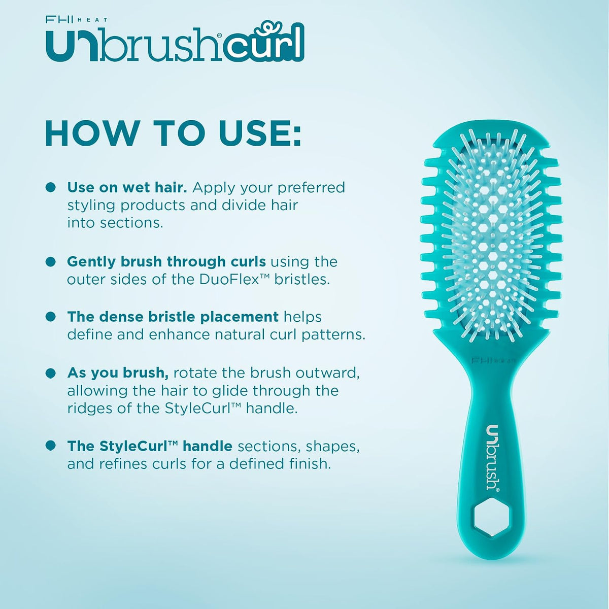 FHI Heat UNbrush Curl Detangling Brush for use on Wet Hair Only