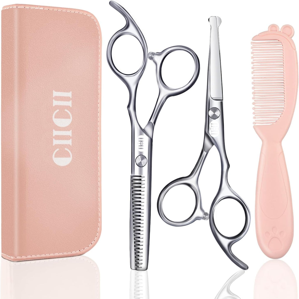 Hair Cutting Scissors Shears Kit, 6.7″ Barber Scissors Set (Black)