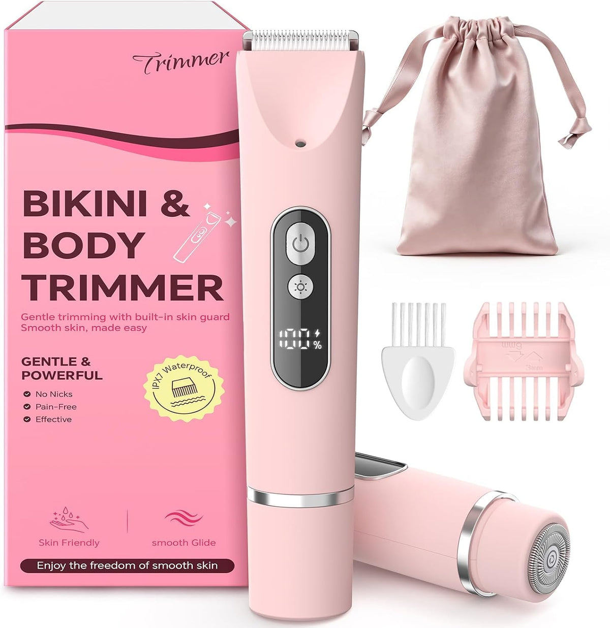 Bikini Trimmer for Women,Smooth Electric Razor for Sensitive Skin, IPX7 Waterproof Wet & Dry Cordless Body Shaver Replac
