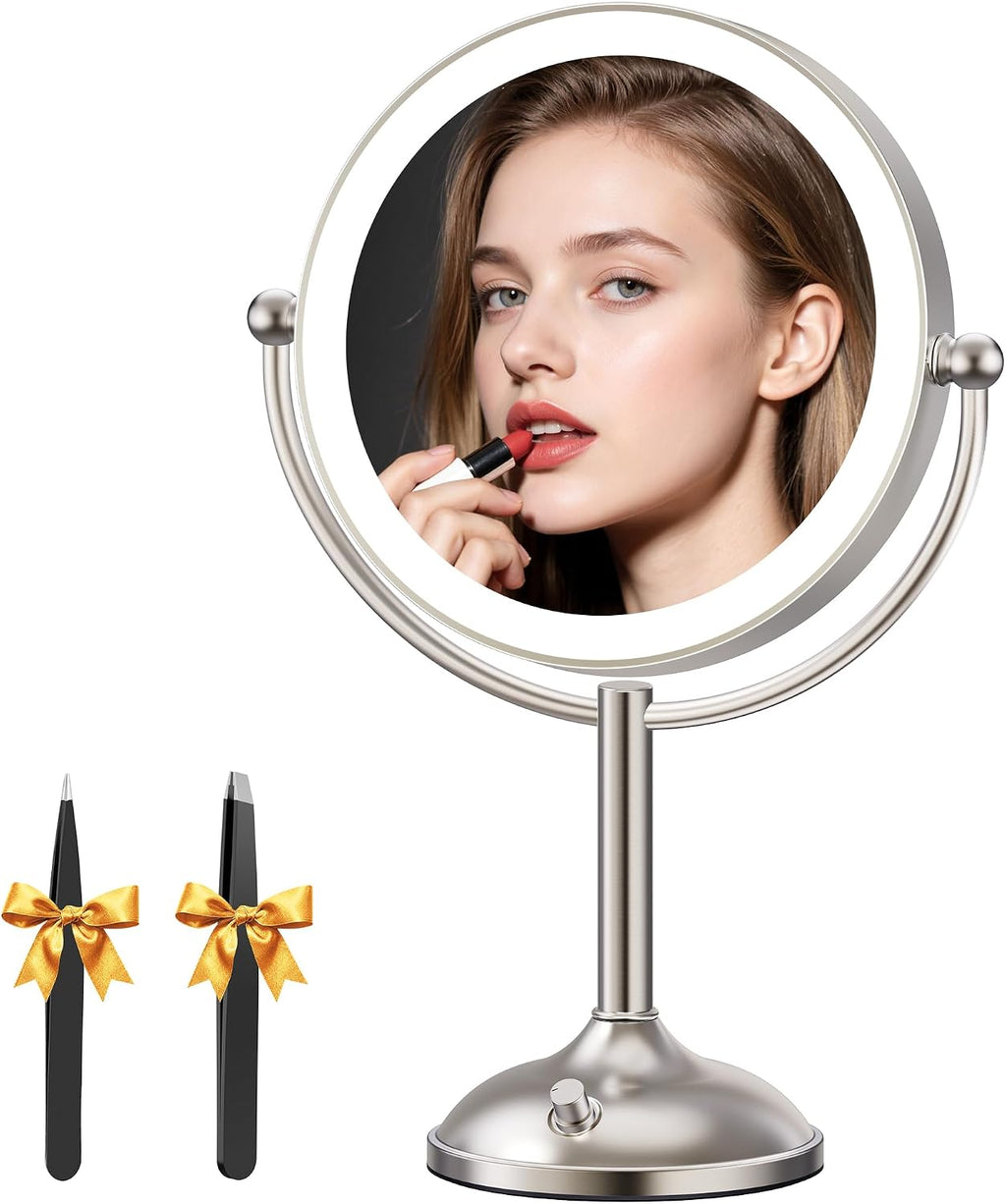 Auxmir 9" 5000mAh Magnifying Mirror, 1X/30X Lighted Makeup Mirror, Chrome