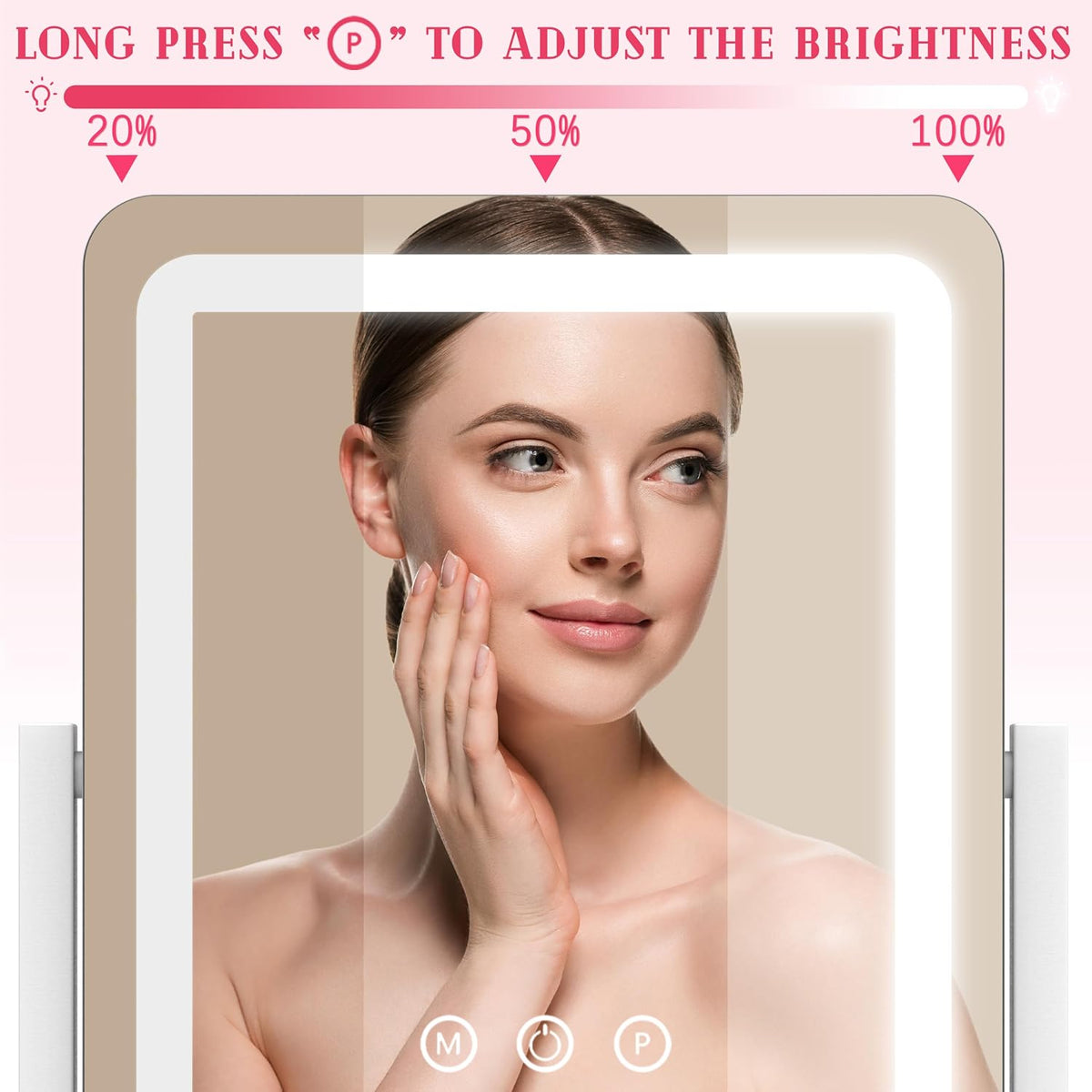 ROLOVE Vanity Mirror with Lights for Desk, 12.6"x15", Dimmable, White