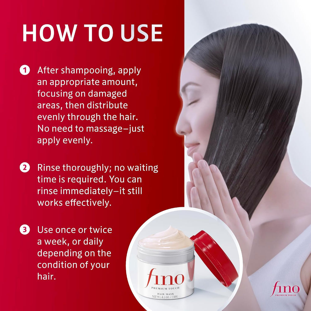 Fino Premium Touch Hair Mask, Deep Repair Japanese Hair Treatment, 8.1 oz