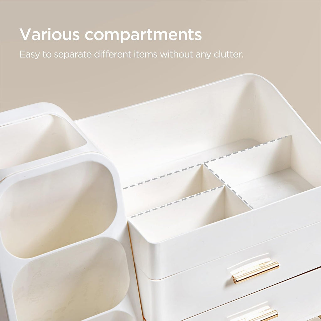 HBlife Makeup Organizer with Brush Holder for Vanity, Large Plastic Bathroom Countertop Organizer Skin Care Storage, Eas