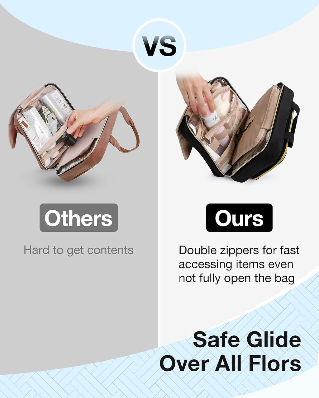 BAGSMART Toiletry Bag Hanging Travel Makeup Organizer with TSA Approved Transparent Cosmetic Bag Makeup Bag for Full Siz