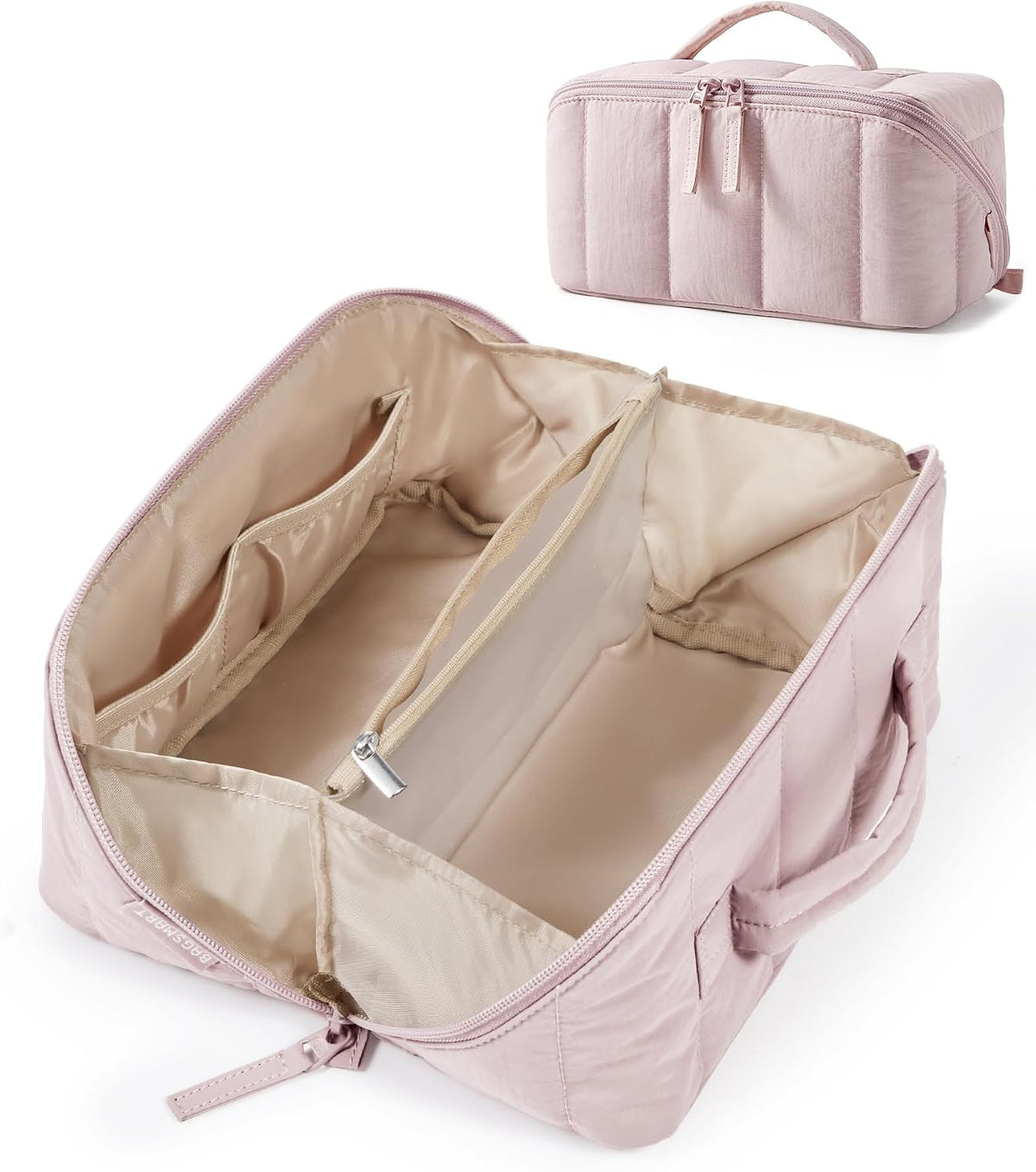 BAGSMART Puffy Travel Makeup Bag Toiletry Bag for Women, Black