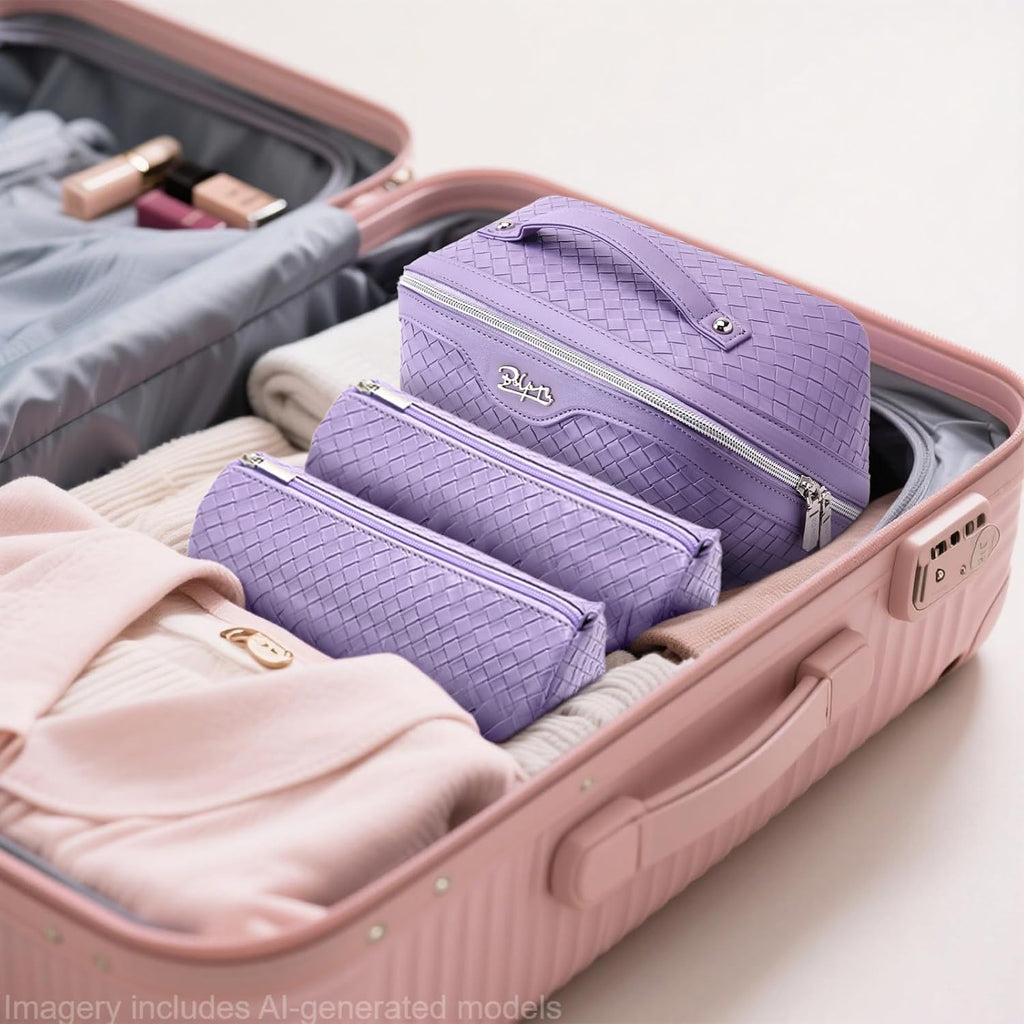BOYATU Travel Makeup Bag Cosmetic Bags for Women: 3 Pcs Set Make up Bag