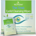 NOVEHA 60PCs Tea Tree Oil Eyelid & Lash Wipes | With Hyaluronic Acid, Green Tea & Chamomile, Individually Wrapped, Natur