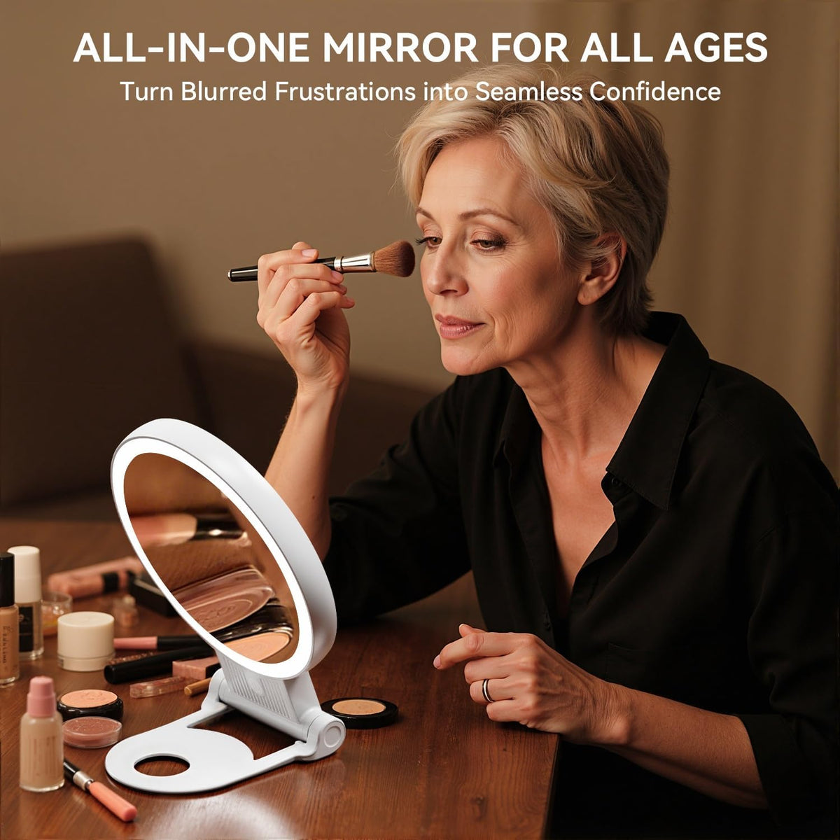 Auxmir Rechargeable 1X/30X Magnifying Makeup Mirror with Light, White