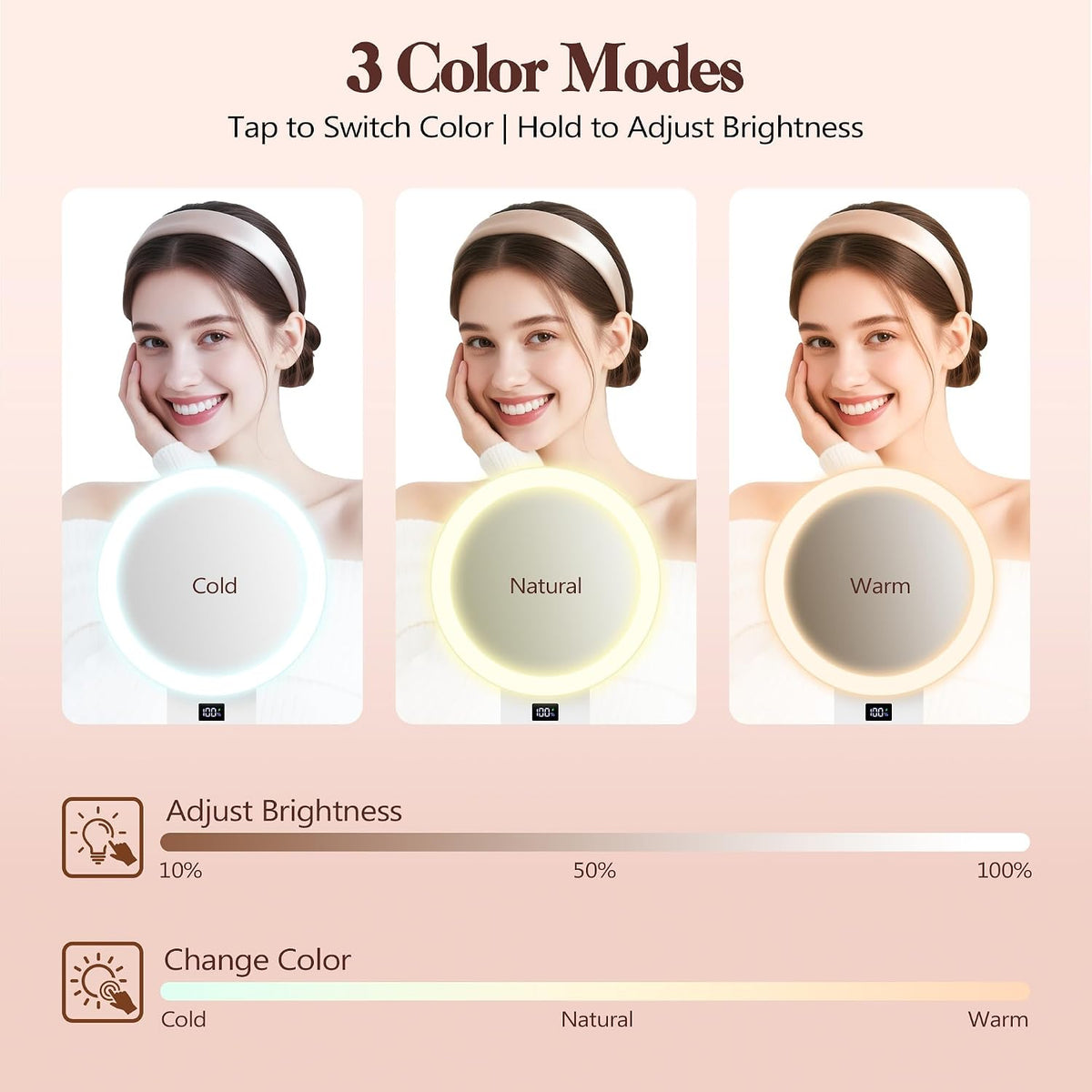 Magnifying Mirror with Light 30X, 2000mAh 1X/ 30X Magnifying Makeup Mirror with Standable Base & Tweezers, 3 Color Modes