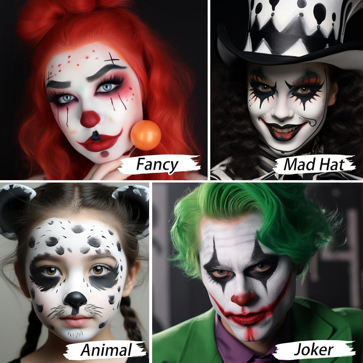 UCANBE Goth White Cream to Powder Foundation Makeup, Professional Clown White Face Body Paint with Matte Finish for Hall