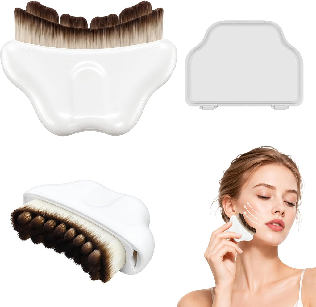 Lymphatic Contour Face Brush(2-PCS),Super Soft Manual Lymphatic Drainage Massager for Sculpting, Relieve Fatigue & Reduc