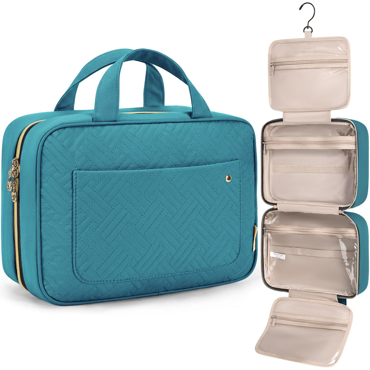 BAGSMART Toiletry Bag Travel Bag with Hanging Hook, Water-resistant Makeup Cosmetic Bag Travel Organizer for Accessories