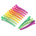 AIMIKE Neon Hair Clips, 12 Pcs Professional Sectioning and Cutting Clips for Hairdressers - 4.3" Long Duck Billed Roller