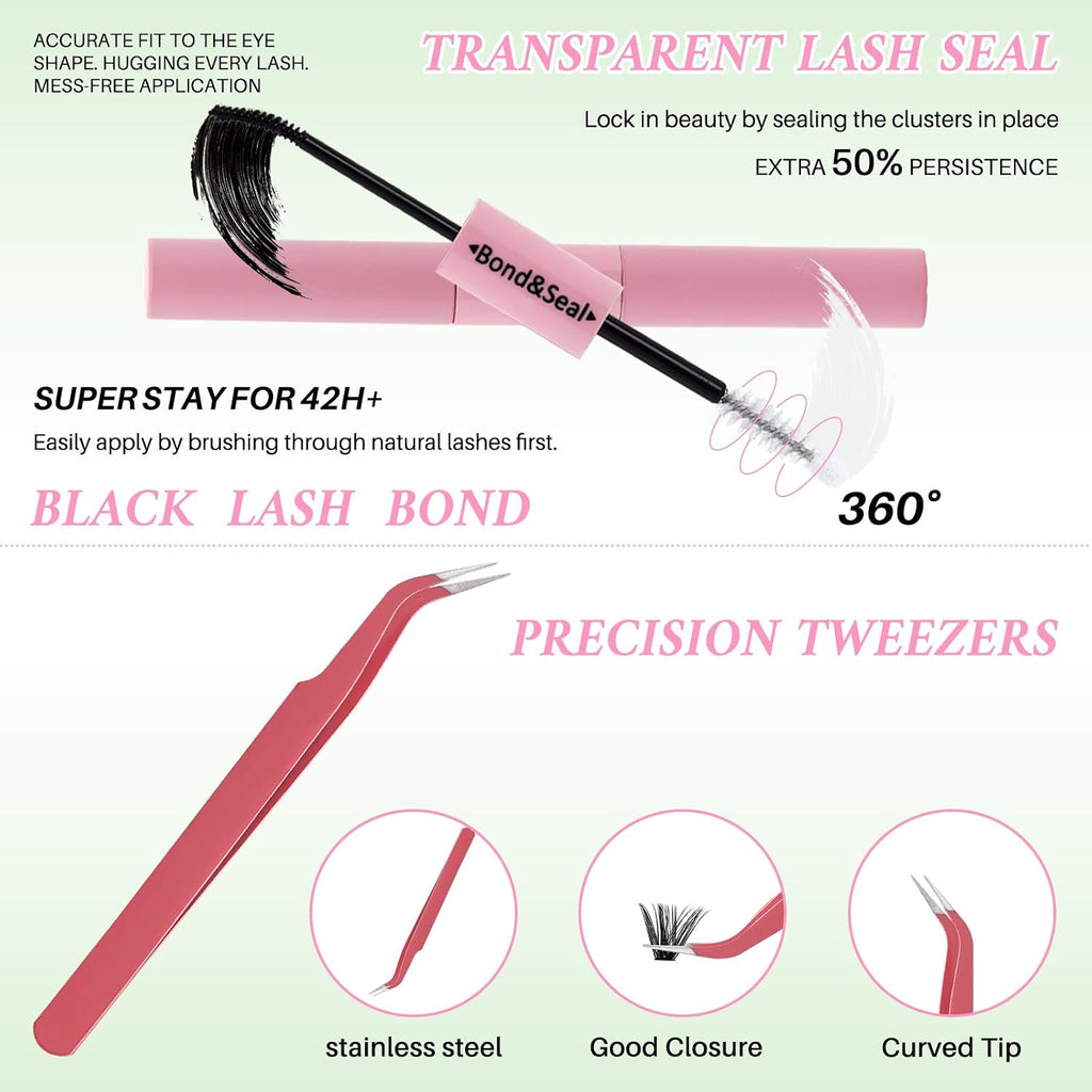 Lash Clusters Kit for Beginners Eyelash Clusters Kit Lashes Clusters Kit Cluster Lashes Pestañas Postizas Naturales with